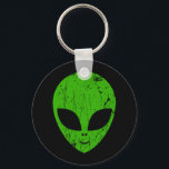 Alien Green Head ufo Science Fiction Extraterrestl Schlüsselanhänger<br><div class="desc">Alien grüner Kopf ufo Science Fiction extrarestrisches Grunge Lächeln Gesicht</div>