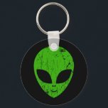 Alien Green Head ufo Science Fiction Extraterrestl Schlüsselanhänger<br><div class="desc">Alien grüner Kopf ufo Science Fiction extrarestrisches Grunge Lächeln Gesicht</div>