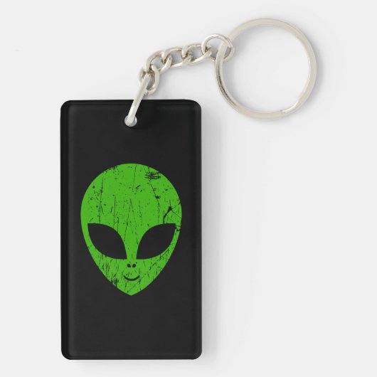 Alien Green Head ufo Science Fiction Extraterrestl Schlüsselanhänger (Rückseite)