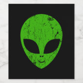 Alien Green Head ufo Science Fiction Extraterrestl Weinetikett (Einzelnes Label)