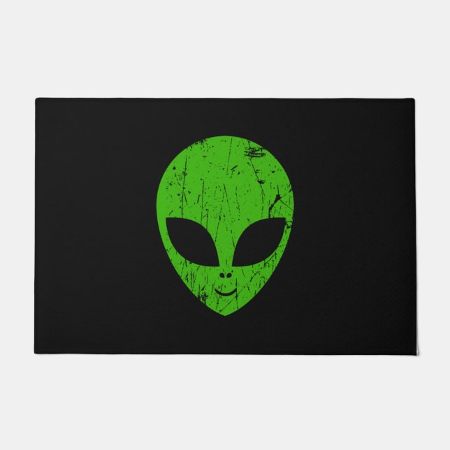 alien green head ufo science fiction extraterrestr fußmatte (Vorderseite)