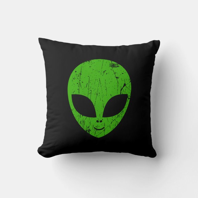 alien green head ufo science fiction extraterrestr kissen (Vorderseite)