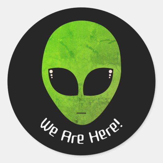 Alien Green Head, wir sind hier Runder Aufkleber (Vorderseite)