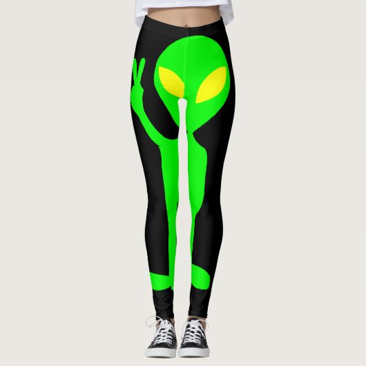 ALIEN GREEN MAN YOGA PANTS LEGGINGS (Vorderseite)