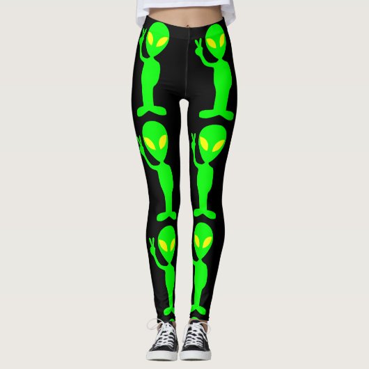 ALIEN GREEN MAN YOGA PANTS lustige LEGGINGS (Vorderseite)