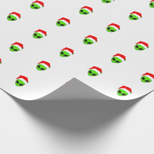 Alien Green Santa Geschenkpapier (Ecke)