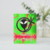 Alien Greet Earthling Fraktal Postkarte (Stehend Vorderseite)