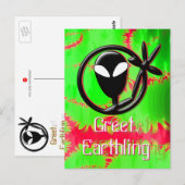 Alien Greet Earthling Fraktal Postkarte (Vorne/Hinten)