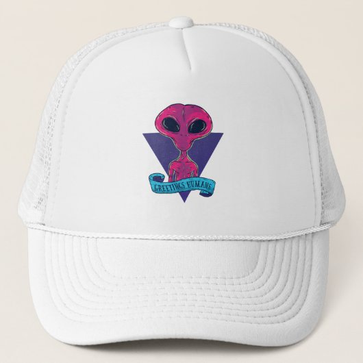 Alien Greetings Humans Truckerkappe (Vorderseite)