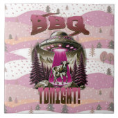 Alien GRILLEN Cow Abduction Joke Fliese (Vorderseite)