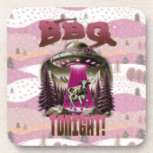 Alien GRILLEN Cow Abduction Joke Getränkeuntersetzer (Vorderseite)