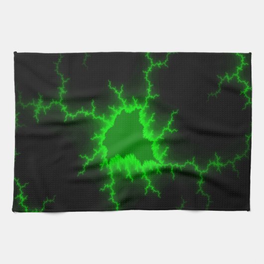 Alien Grüne Blitze in Pitch Black Geschirrtuch (Horizontal)