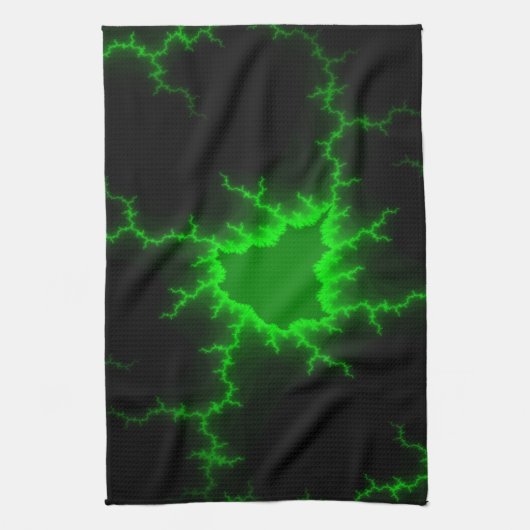 Alien Grüne Blitze in Pitch Black Geschirrtuch (Vertikal)