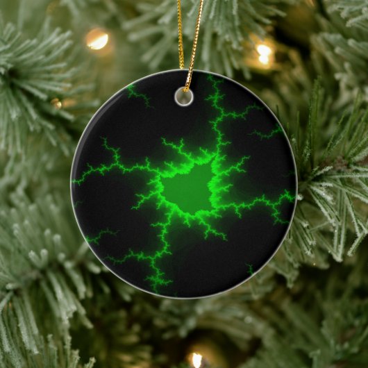 Alien Grüne Blitze in Pitch Black Keramik Ornament (Baum)