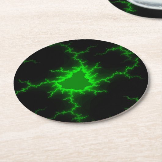 Alien Grüne Blitze in Pitch Black Runder Pappuntersetzer (Angewinkelt)