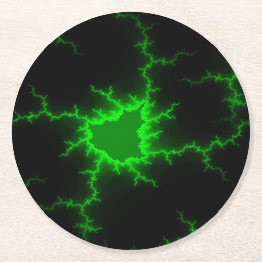 Alien Grüne Blitze in Pitch Black Runder Pappuntersetzer (Vorderseite)