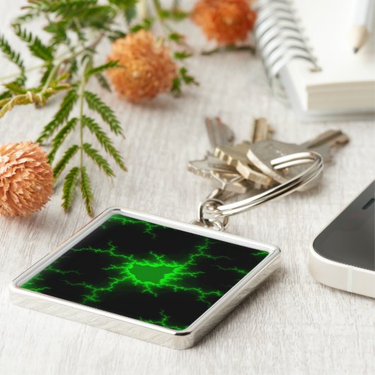 Alien Grüne Blitze in Pitch Black Schlüsselanhänger (Seite)