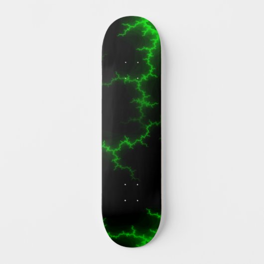 Alien Grüne Blitze in Pitch Black Skateboard (Vorderseite)