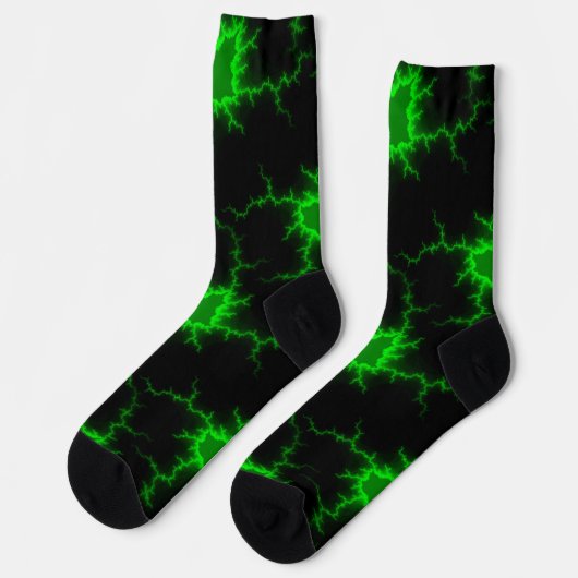 Alien Grüne Blitze in Pitch Black Socken (Linkes Detail)