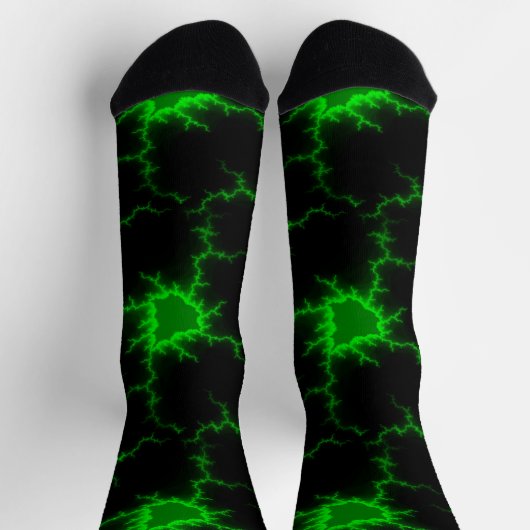 Alien Grüne Blitze in Pitch Black Socken (Oben)