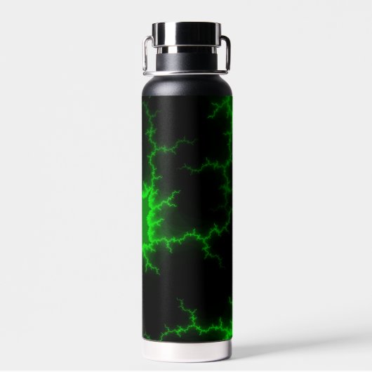 Alien Grüne Blitze in Pitch Black Trinkflasche (Rückseite)