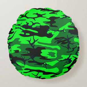 Alien Grüne Camouflage Rundkissen Rundes Kissen
