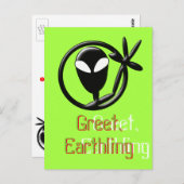 Alien Gruß Postkarte (Vorne/Hinten)