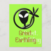 Alien Gruß Postkarte (Vorderseite)