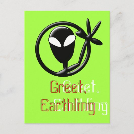 Alien Gruß Postkarte (Vorderseite)