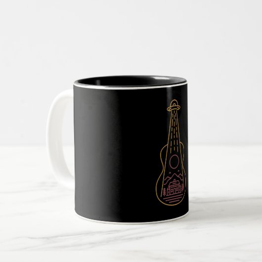 Alien Guitar Zweifarbige Tasse (Vorderseite Links)