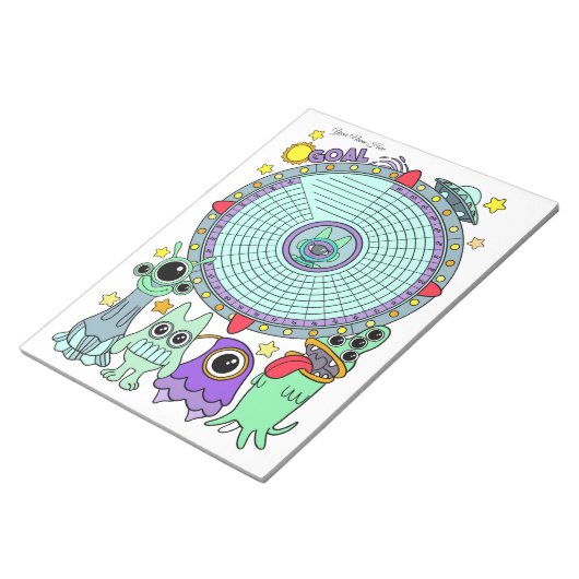 Alien Habit Tracker Benutzerdefinierter Notepad Notizblock (angewinkelt)