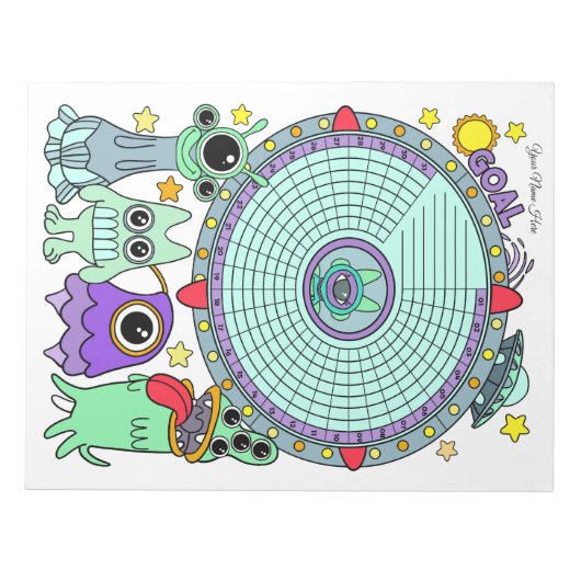 Alien Habit Tracker Benutzerdefinierter Notepad Notizblock (Vorderseite)