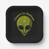 Alien-Halftone-Geschenktüte mit individuellem Text Pappteller (Vorderseite)