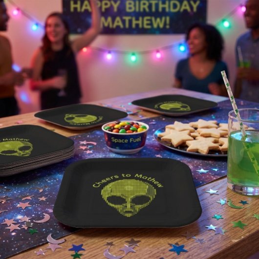 Alien-Halftone-Geschenktüte mit individuellem Text Pappteller