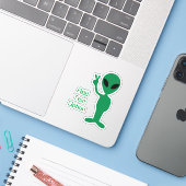 Alien - Hallo Menschen Aufkleber (Laptop mit iPhone)