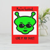 Alien Halloween Einladung (Stehend Vorderseite)