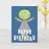 Alien Happy Birthday Children's Grußkarte 2 Karte (Gelbe Blume)