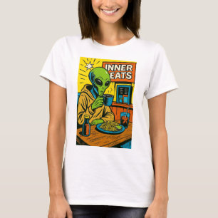 Alien has Breakfast - Klassischer Pop Art T-Shirt