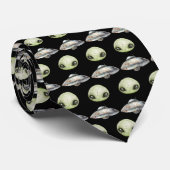 Alien Head and Space Ship Krawatte (Gerollt)