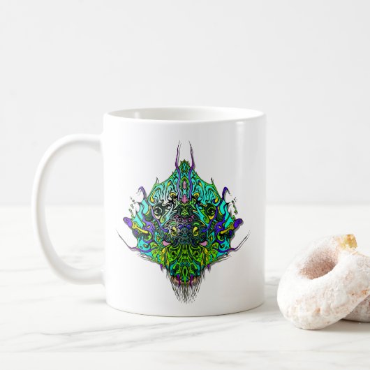 Alien Head - Aqua Kaffeetasse (Mit Donut)