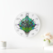 Alien Head - Aqua mit Zahlen Große Wanduhr (Zuhause)