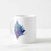 Alien Head - blau und lila Kaffeetasse (Vorderseite Links)