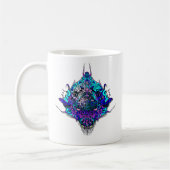 Alien Head - blau und lila Kaffeetasse (Links)