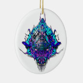 Alien Head - blau und lila Keramik Ornament (Rechts)
