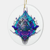 Alien Head - blau und lila Keramik Ornament (Links)
