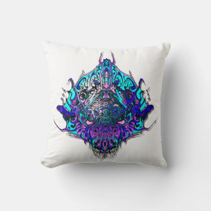 Alien Head - blau und lila Kissen