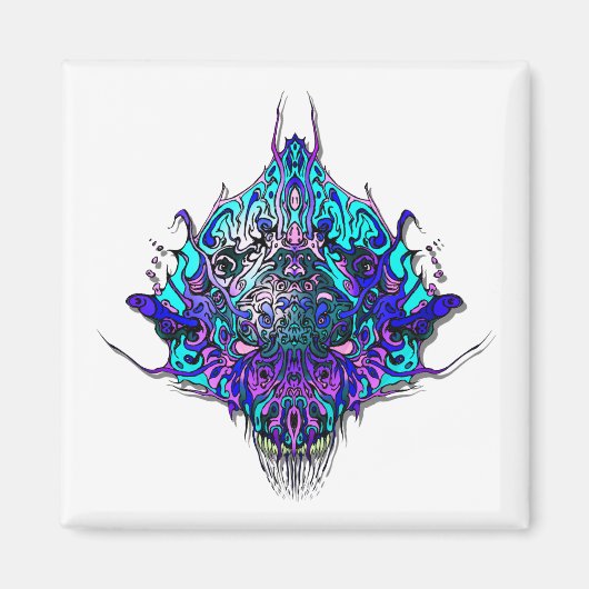 Alien Head - blau und lila Magnet (Vorne)