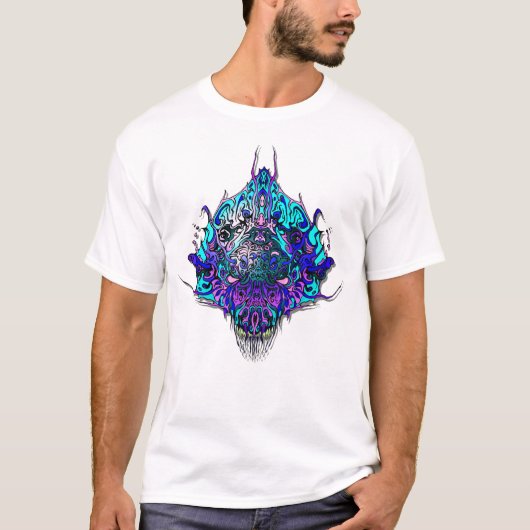 Alien Head - blau und lila T-Shirt (Vorderseite)