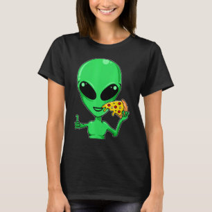 Alien Head Eating Pizza Ufo Extraterrestrische T-Shirt