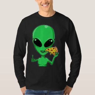 Alien Head Eating Pizza Ufo Extraterrestrische T-Shirt
